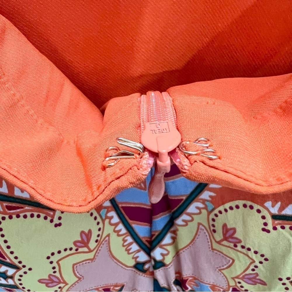 MARCIANO silk orange colourful print cut out mini dress 10 - Picture 14 of 16